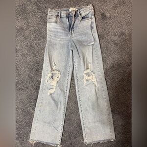 Light Wash Distressed Wide-Leg Jeans for Women